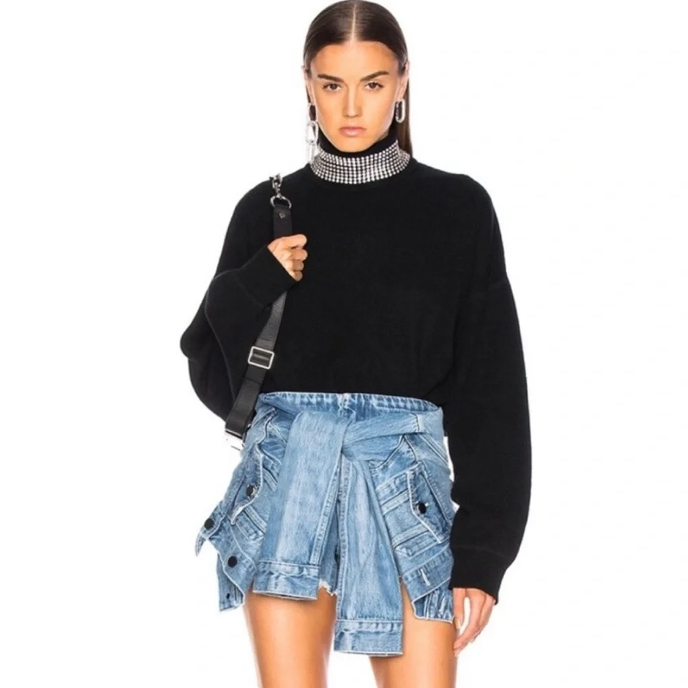 Alexander Wang Front Tie Waist Tie Blue Distressed Denim Shorts Size 25 - Picture 4 of 7